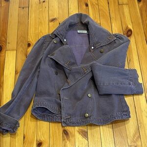 Vintage Purple Double-Breasted Cotton Jacket
